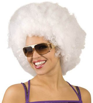Perücke-Super-Afro, weiß