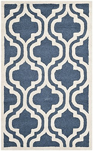 SAFAVIEH Cambridge Collection Accent Rug - 3' x 5', Navy & Ivory, Handmade Moroccan Wool, Ideal for High Traffic Areas in Entryway, Living Room, Bedroom (CAM132G)