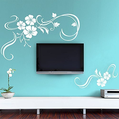 Grandora Wandtattoo Blumenranke 2-teilig I braun (BxH) 58 x 35 cm / 32 x 15 cm I Wohnzimmer Schlafzimmer Aufkleber Sticker Wandaufkleber Wandsticker W828