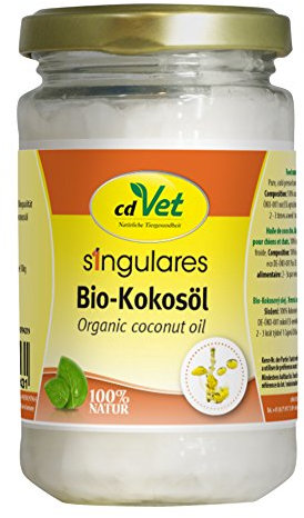cdVet Naturprodukte Singulares Bio-Kokosöl 200 ml - Hund, Katze, Nager, Vögel, Reptilien - überdeckt Eigengeruch - Schutz vor Schädlingsbefall - Bio-Qualität - kaltgepresst- MCT-Fettsäuren -