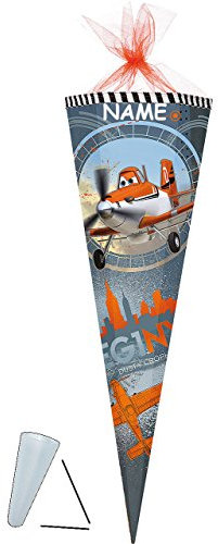 alles-meine.de GmbH Schultüte - Flugzeuge Planes - 85 cm - incl. Namen - Tüllabschluß - Zuckertüte - mit/ohne Kunststoff Spitze - für Jungen - Flugzeug Dusty Skipper Riley Heli..