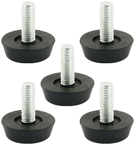 sourcing map 5 Stück Verstellbare Möbelfüße M6 x 15 mm Gewinde Tisch zum Anschrauben für Nivellierfüße 22 mm Sockel