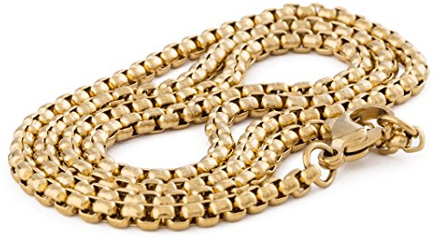 Akitsune Baca Halskette | 3mm breit | Kette Frauen Herren Box Rolo Edelstahl Karabiner Minimalist Herrenhalskette