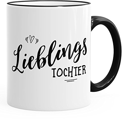 MoonWorks Kaffee-Tasse Geschenk-Tasse Lieblingstochter Geschenk Familie Kind Kinder Tochter Mädchen Farbrand schwarz unisize