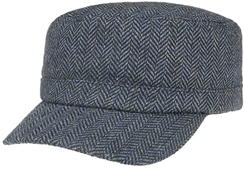 LIPODO Cappellino Militare Herringbone - Berretto da Uomo/Donna - Cappellino in Lana - Cappellino Invernale in Stile Militare - Autunno/Inverno - Nero-Blu Taglia Unica