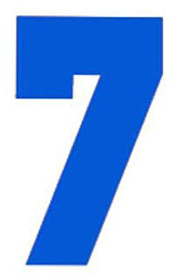 9 Tall Single Number 7 Iron On Heat Transfer for Football Baseball Jersey Sports T-Shirt Solid Font Blue