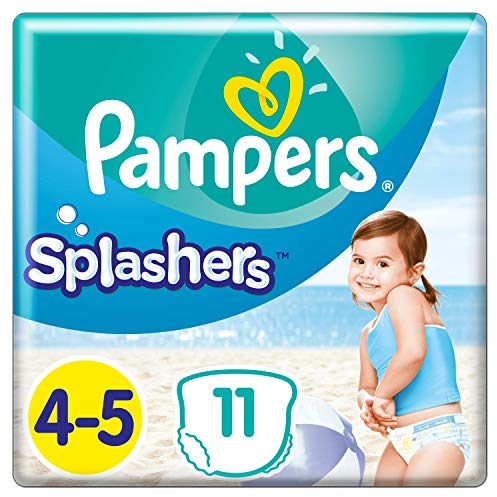 Pampers - Pannolini usa e getta Splashers, taglia 4-5 (9-15 kg) per una protezione ottimale in acqua, 11 strati