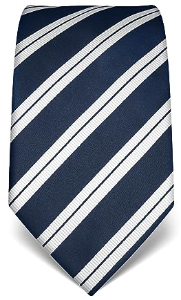 Vincenzo Boretti Herren Krawatte reine Seide gestreift edel Männer-Design zum Hemd mit Anzug für Business Hochzeit 8 cm schmal/breit dunkelblau