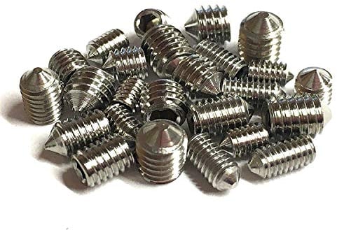 J&A Racing International - Vite senza testa, a punta conica, lunghezza 6 mm, filettature metriche, M3, M4, M5, e M6 (Confezione da 16) Acciaio inox di grado A2, a brugola, esagonali, a punta conica.