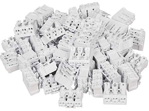 MC POWER - Lüsterklemme Anschlussklemme mit Betätigungshebel | max. 16A / 0,5-2,5mm² | Elektroinstallation | Leitungsanschluss | Montage | 50er-Pack