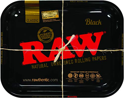 RAW Large Black Limited Edition RAWthentic Rolling Tray - 13.5 x 11