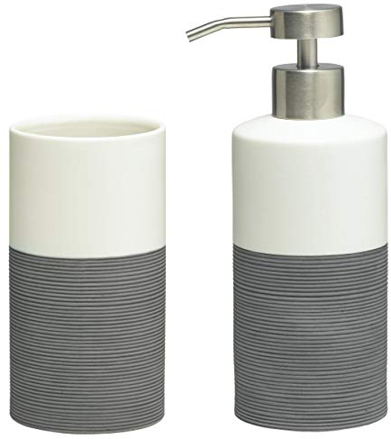 Sealskin Doppio Combo set: Tumbler and Soap Dispenser, Porcelain, Grey