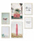 Heimlich® Premium Poster Set mit Bilderrahmen Aluminium Gold | 2 x DIN A3 & 4 x DIN A4 - ca. 30x42 & 21x30 | Stilvolle Poster Collagen mit passenden Bilder als Wanddeko » Surfer Beach «