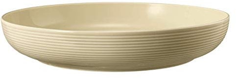 Seltmann Weiden Beat Color Glaze Foodbowl | 28 cm | Schale für Desserts, Suppen und Salate | Rillen-Relief | Porzellan | Sandbeige