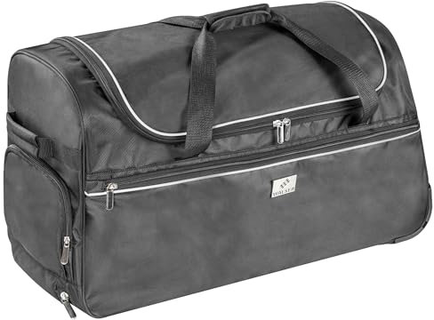 Walser Trolley Bag, Carbags Reisetasche, Handgepäck Koffer, Sporttasche Trolleyfunktion, Reisetrolley Rollkoffer schwarz-Silber 115L - 70x30x40cm