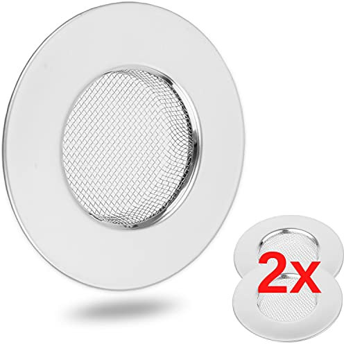 Colador de Drenaje, 2 pzas, Ø 77 mm, Ideal para Drenaje con Ø Interno de 42 mm, sobresale 14 mm de Profundidad en la Boquilla, Tensor de Fregadero con Ajuste optimizado, Ideal para Ducha, Lavabo