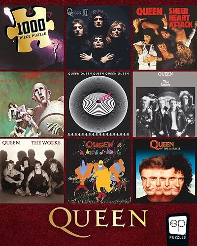 Queen Forever-Puzzle mit 1000 Teilen, Sammelpuzzle mit Queen-Diskographie und Albumcovern, offizielles Lizenzprodukt der Queen