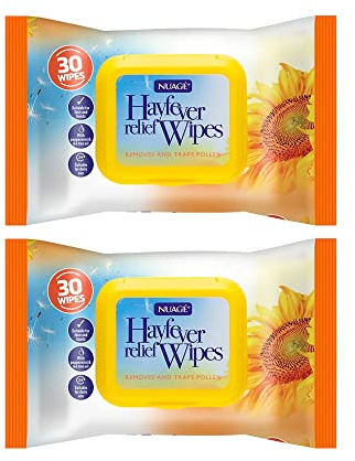 OnlineStreet Nuage Hayfever Allergy Relief Face Wipes & Tea Tree Oil Wipes - Wet Wipes for Adults, Strong Allergy Relief & Cooling Allergy Wipes Helps Trap Pollen & Dust Allergy (Pack of 2)