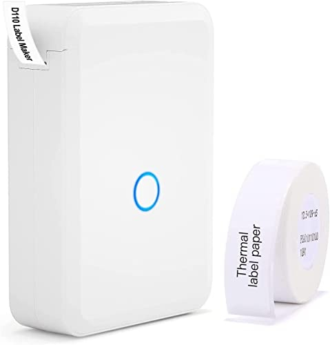 Kleiner intelligenter Etikettendrucker D110 mit Rollenpapier, Bluetooth-Etikettendrucker, 15 mm breiter, einfach zu druckender Name, Text, Kabeletiketten, Preisschilder, Barcode, Emojis und mehr