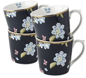 Laura Ashley Set/4 mugs 10 oz Midnight Uni in giftbox Heritage Collectables