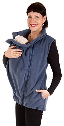 Viva la Mama - Umstands- und Trageweste aus Fleece Weste zum Babytragen - RERIK - stahlblau - M