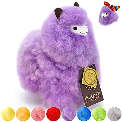 Inkari Alpaka Plüsch aus natürlicher und weicher Alpakawolle - Echte Alpakawolle, Frauen und Kinder - Violet (23cm)