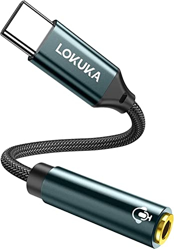 LOKUKA USB C auf 3,5mm Klinke Adapter, USB C Aux Adapter HiFi DAC Chip Kopfhörer Audio Adapter kompatibel mit Samsung S22/S21/S20/S10/S9/Note20/Note10, Pixel 6/5/4, iPad, OnePlus7, Xiaomi, Huawei