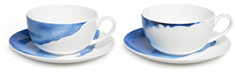 Rick Stein Coves of Cornwall - 2 Piece Cappuccino Cup and Saucer Set - Perfect for Coffee, Tea and Other hot Drinks - Featuring Stunning Designs, Inspired by the Land and Seascape of Cornwall