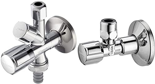 SCHELL 035450699 Kombi-Eckventil COMFORT 1/2, Kombinatios-Eckventil ohne Belüfter, Eckventil/Ventil chrom, Griff & 049170699 Eckregulierventil/Eckventil/Ventil COMFORT ½