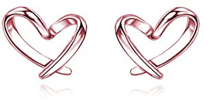 Reffeer 925 Sterling Silber Herz-Ohrstecker für Damen, kleine Ohrstecker, Herz-Ohrringe (C-Rose Gold Plated)
