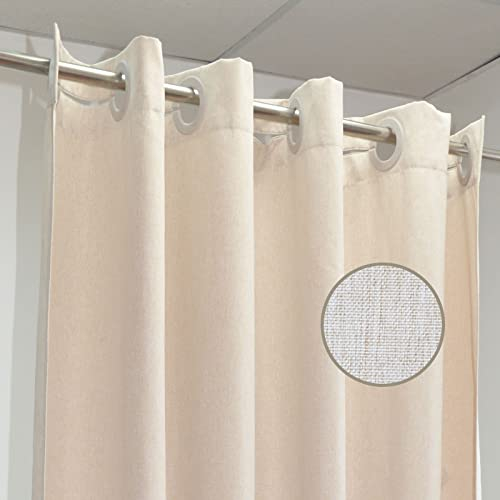 YISURE Tenda da doccia finto lino 200 x 200 cm, beige crema senza ganci idrorepellente, larghezza 200 x altezza 200 cm