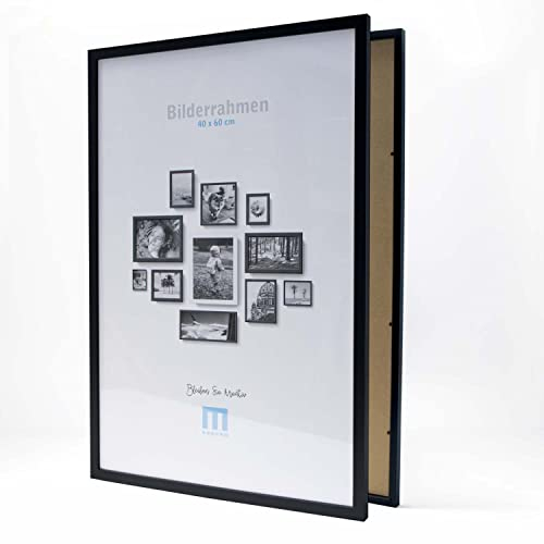 M MERCEO 2 Stück Bilderrahmen Set - moderner Fotorahmen - edle Wanddekoration - Holzrahmen für Fotos - Rahmen aus Holz in Schwarz - 40 cm x 60 cm