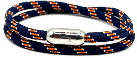 Rope Bracelet | Unisex Braided Paracord Nautical Double Wrap Bracelet with strong Magnetic Clasp | Waterproof surfer bracelet (Small Wrist Size (16 - 18cm), Blue Ensign with Silver Clasp)
