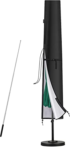 SanGlory Housse de Protection pour Parasol de 2 à 3 m, Housse de Parasol Déporté avec Tige, Robuste Tissu Oxford, Imperméable, Anti-UV, Housse pour Parasol Droit, 190x30/50cm