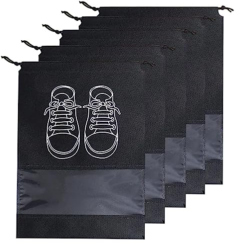CUHZA 5pcs Sacs à Chaussures de Voyage,Organisateur de Chaussures Antipoussière Imperméable,Housse Chaussures Sacs Portable à Chaussures avec Cordon de Serrage Compatible pour Voyage Rangement Maison
