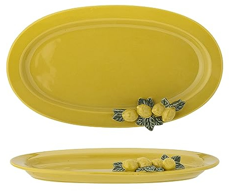 Bloomingville Limone Servierplatte, Gelb, Steingut