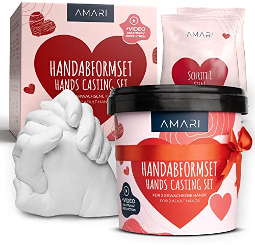 AMARI® 3D kit calco mani – kit per calco in gesso per coppie e famiglie – calco mani famiglia gesso per stampi mani kit scultura mani stampo mani calchi mani stampo mani gesso impronta