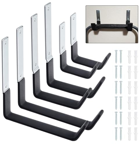 Moendergo Heavy Duty Hooks for Garage Storage Utility Hooks Wall Mount,Garage Hooks Heavy Duty,Garage Wall Hooks,Hose Holder,Bike Hooks,Ladder Hooks,Leaf Blower Hanger (6)
