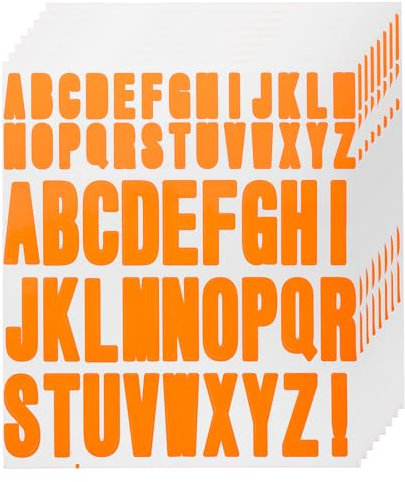 QUARKZMAN 440 Stück 8 Blätter Buchstaben Aufkleber Vinyl Wasserdicht Selbstklebend Alphabet Aufkleber Dekoration Orange