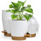 Homeuouz 6 Packs Blumentopf Selbstbewässernd, 17.8cm Pflanzentopf mit Bewässerungssystem, Übertopf mit Brown Untersetzer, Blumentöpfe Set Ideal für Innen und Balkongärten, Weiß