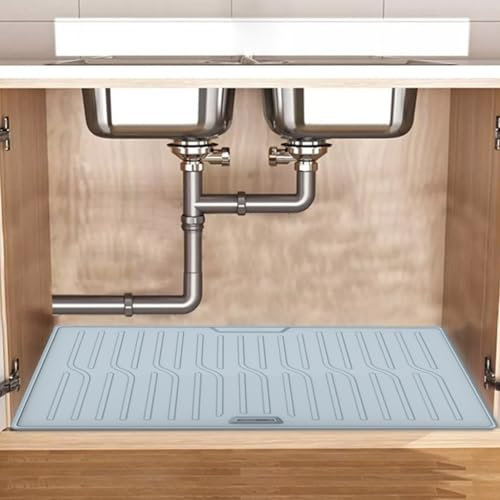 Bajo El Fregadero,Silicona Flexible Bajo El Fregadero Para Bandeja Goteo Impermeable Cocina Con El Agujero Único Dren,Esteras Protector Gabinete Del Fregadero ( Color : Blue , Size : 86*56*2cm )