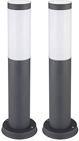 LED Außenstehlampe Sockelleuchte Gartenlampe dimmbar mit Fernbedienung, RGB Farbwechsel, Edelstahl anthrazit, 8,5W 806lm warmweiß, DxH 7,6x45 cm,2er