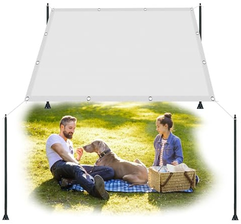 Sonnensegel Nach Maß mit Ösen 3 x 8 m Sonnenschutz Markise, Wasserdicht 98% UV Schutz inkl Befestigungsseile für Garten Terrasse, Weiß