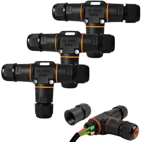 Connettore impermeabile IP68 per cavo, 3 connettori 3 pin, scatola T, manicotto, diametro 3-12 mm