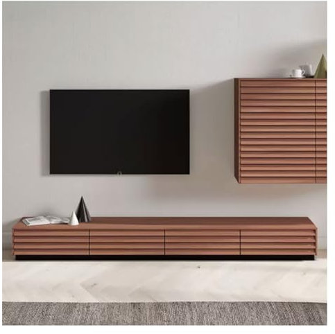 XXAD553TY Fernsehtisch 92,8 Zoll schwebender/bodenstehender TV-Ständer, Holz-Entertainment-Center for Fernseher, an der Wand montiertes TV-Konsolenregal, Medienmöbel TV Board(Floor 235.7 * 47 * 25cm)