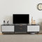 HAINEW Moderner TV Schrank TV Lowboard mit 2 Türen und 2 Schubladen, 200cm Lang Fernsehtisch Fernsehschrank TV-Regal mit Goldene Dekoration für Wohnzimmer und Schlafzimmer, Grau + Weiß