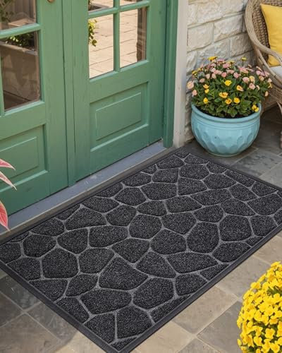 COLOR&GEOMETRY Premium Schmutzfangmatte Innen, 81x122cm Hochwertige Fußmatte für Eingangsbereich, extrem rutschfest & wasserfest, ideal für Flur, Wohnzimmer und Haustür, DunkelGrau