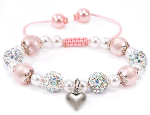 Heveer Bracciali in Pietra Naturale Perline in Pietra Naturale con Corda Intrecciata Regolabile Bracciale di Perline per Donna Uomo (Perle Rosa)