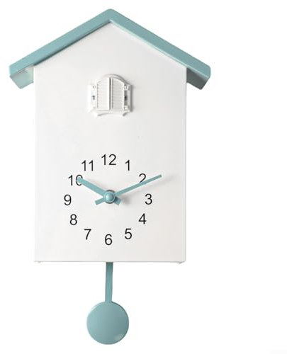 Kuckucksuhr mit einstellbarem Signalton, ABS-Material, Dekoration für Zuhause, Wohnzimmer (weiß + grau)
