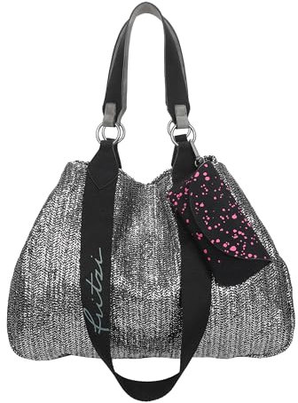 Fritzi aus Preußen Izzy Medium Limited Painted Straw Shopper Silver Black